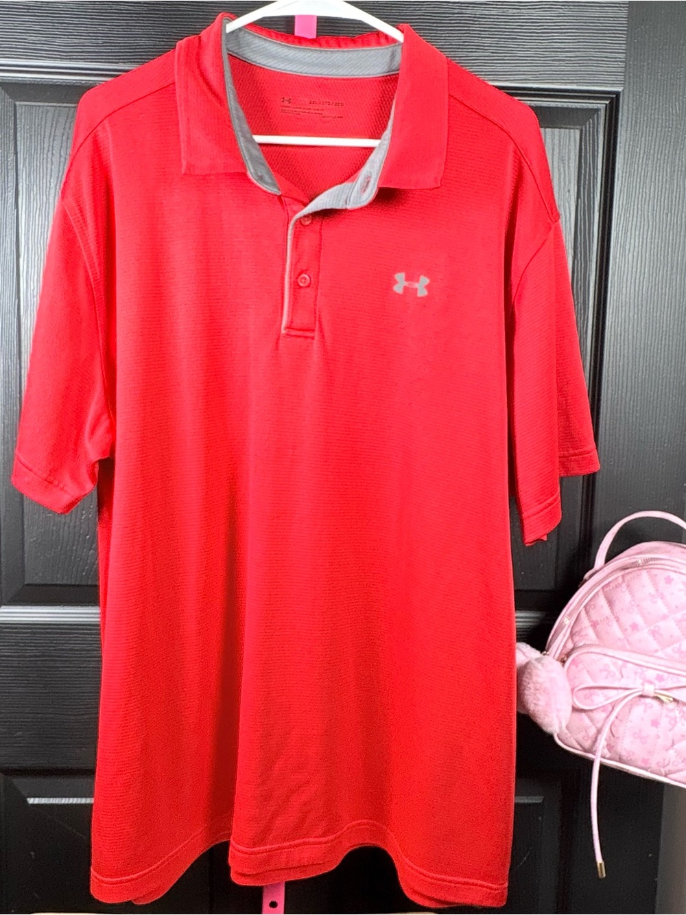 Under Armour Red Polo with Gray Collar